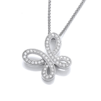 Loopy Cubic Zirconia Butterfly Pendant