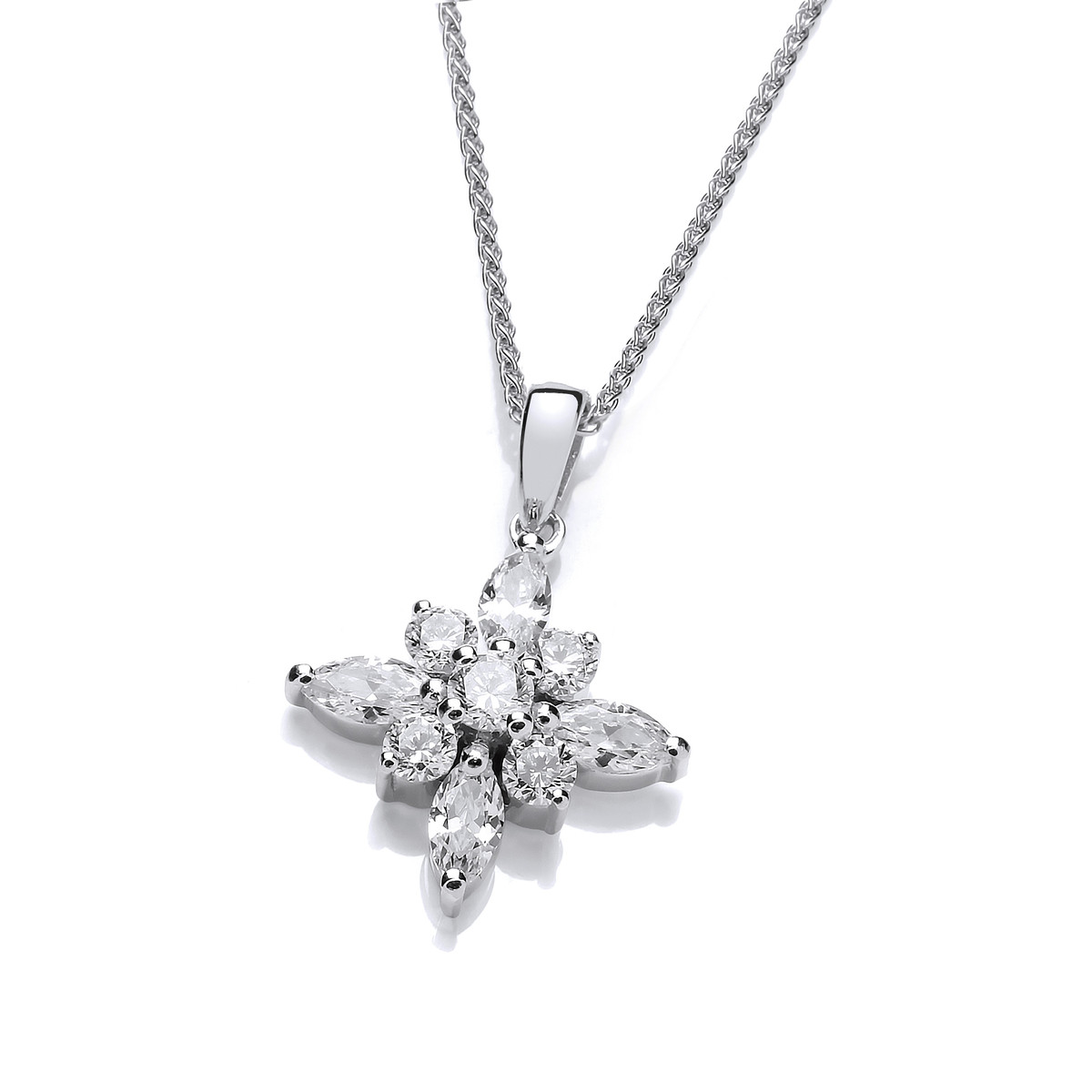 Silver Cubic Zirconia Shining Star Pendant Cavendish French