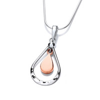 Sterling Silver And Copper Open Teardrop Pendant Without Chain