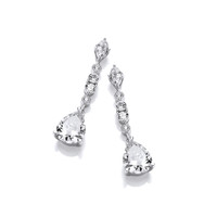 Silver Cubic Zirconia Glamor Drop Earrings Cavendish French