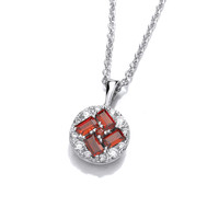 Silver Ruby Cubic Zirconia Vintage Maze Necklace Cavendish French