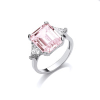 Silver Pink Diamond Cubic Zirconia Vintage Style Ring Cavendish French