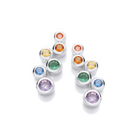 Rainbow Cubic Zirconia Silver Bubble Earrings Cavendish French