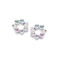 Silver Rainbow Cubic Zirconia Circle Earrings Cavendish French