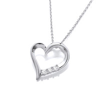 Silver Cubic Zirconia Open Heart Pendant Cavendish French