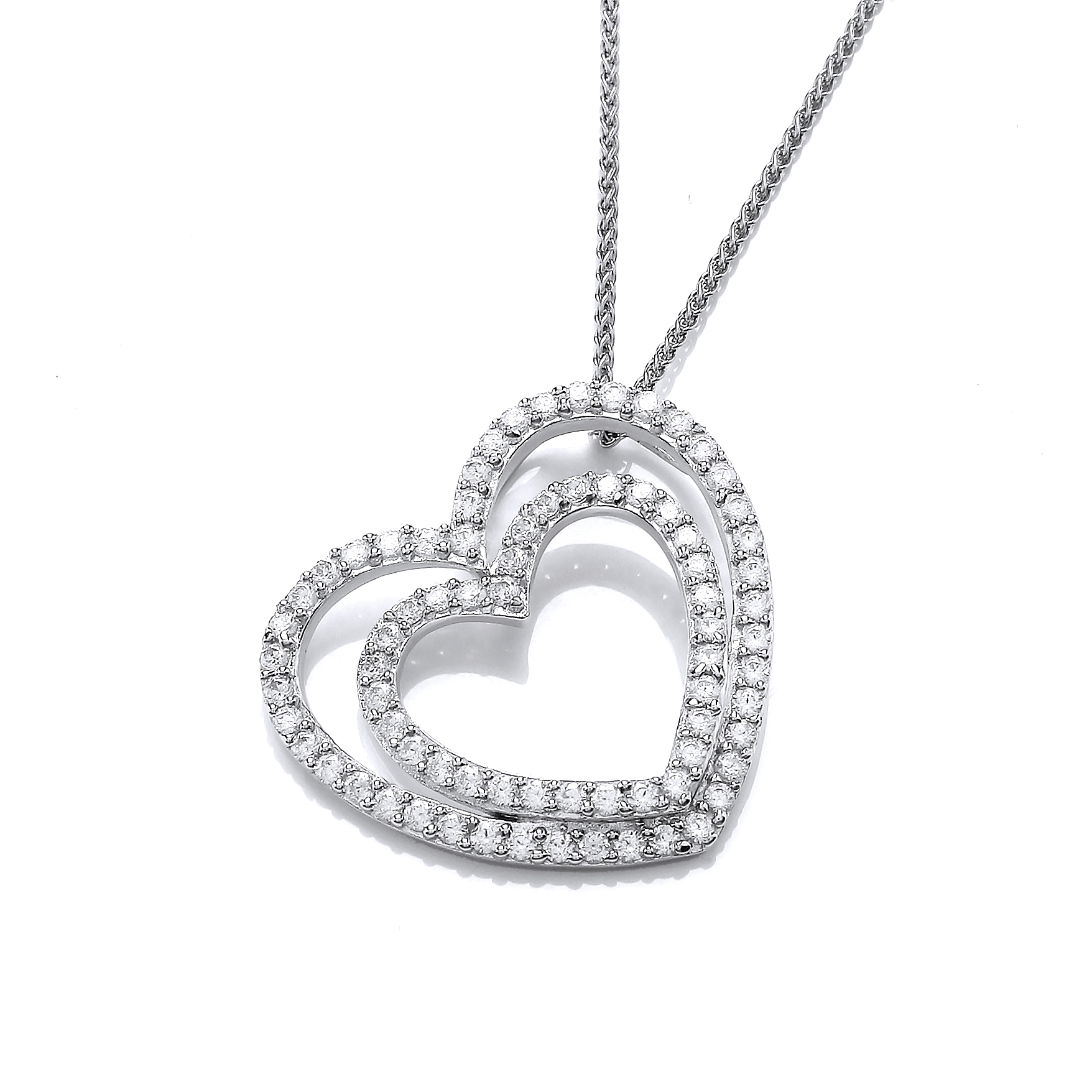 Cubic Zirconia Double Heart Pendant without chain - Cavendish French ...