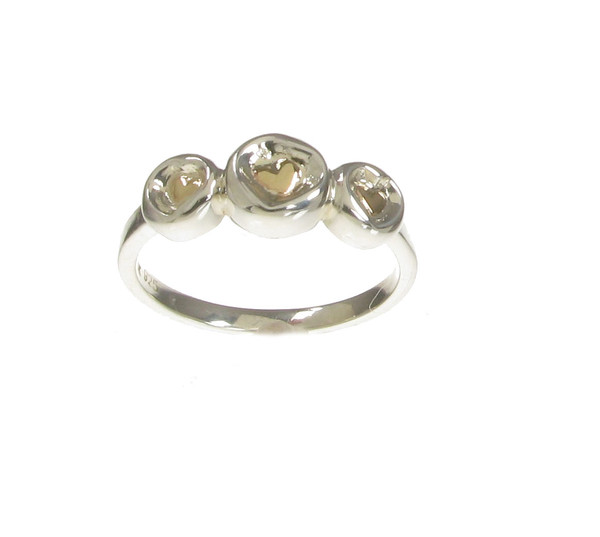 Tiny Triple Hearts Silver Ring