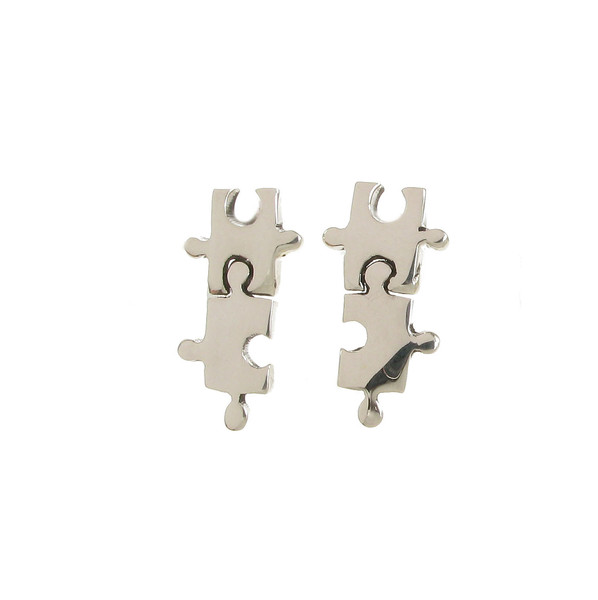 Sterling Silver Jigsaw Puzzle Piece Earrings