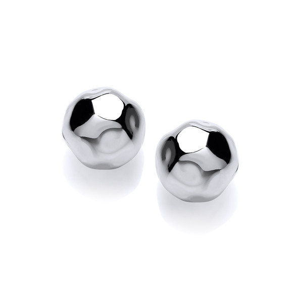 Large Hammered Silver Ball Stud Earrings