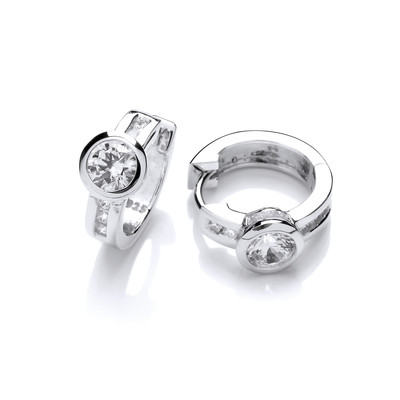 Little Silver and Cubic Zirconia Huggie Hoop Earrings