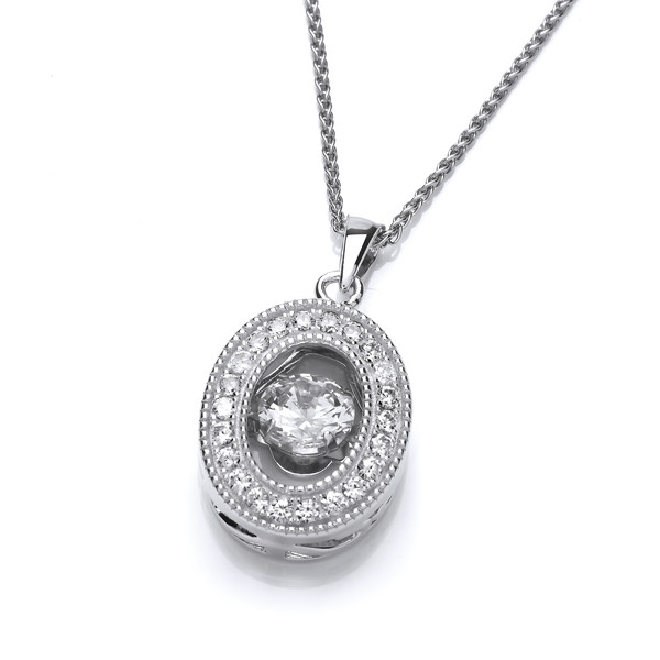 Oval Cubic Zirconia Dancing Stone Pendant