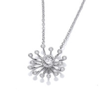 Silver & Cubic Zirconia Starburst Necklace - Cavendish French