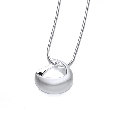Brushed and Puffed Silver Loop Pendant