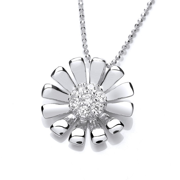 Silver & Cubic Zirconia Daisy Pendant