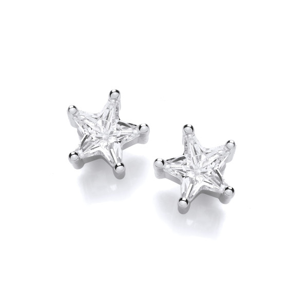 Silver & Cubic Zirconia Bright Star Earrings