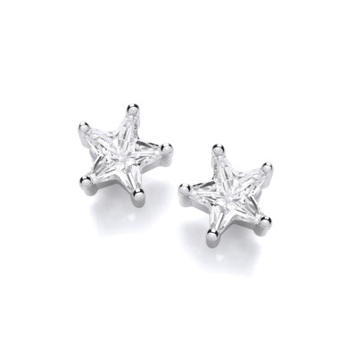 Silver & Cubic Zirconia Bright Star Earrings