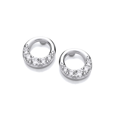 Silver & Cubic Zirconia Semi Eclipse Earrings