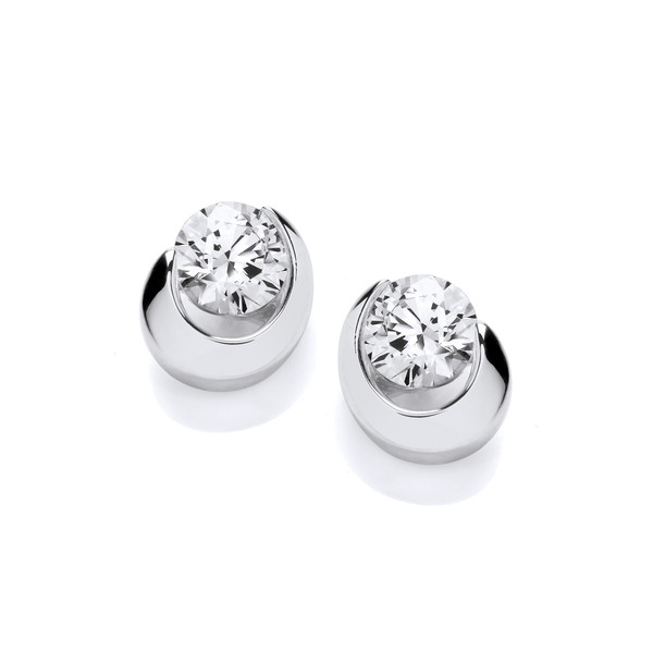 Silver & Cubic Zirconia Moon Eclipse Earrings
