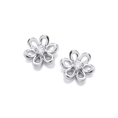 Silver & Cubic Zirconia Lazy Daisy Earrings