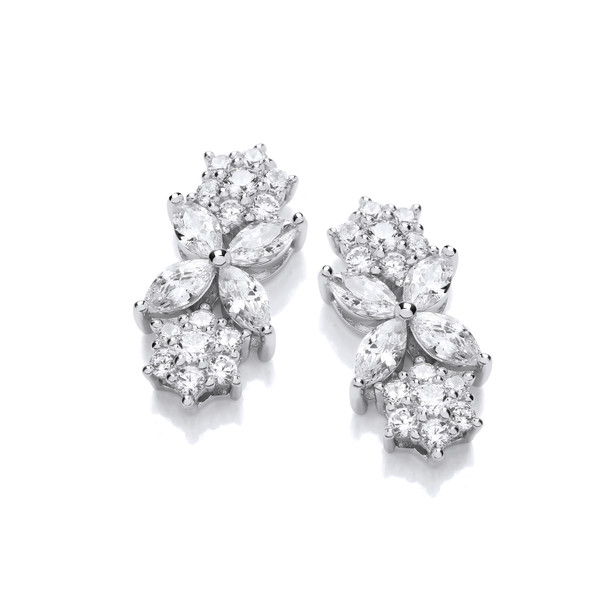 Silver & Cubic Zirconia Georgian Star Earrings