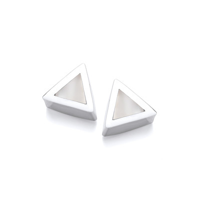 Silver mother of pearl triangular earrings