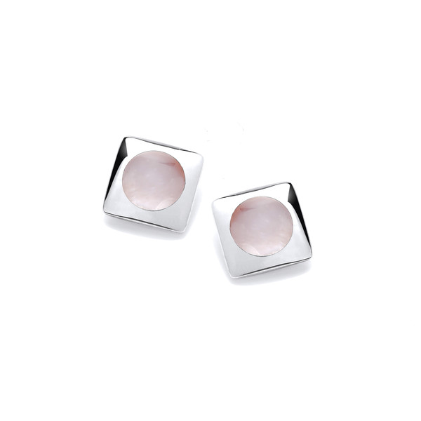 Square Silver and Mother of Pearl Earrings