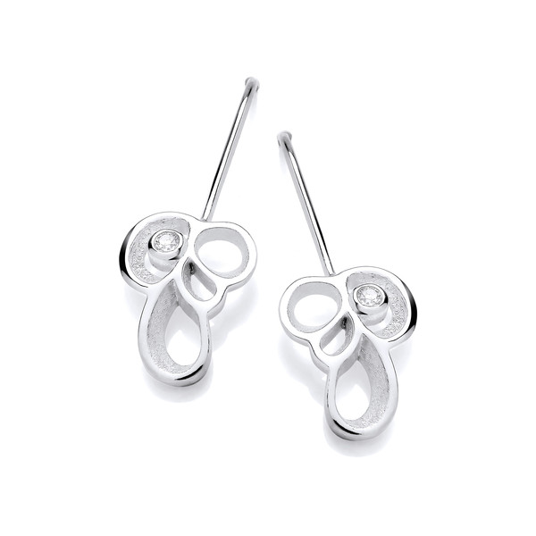 Sterling Silver and CZ Loops and Curls Earrings