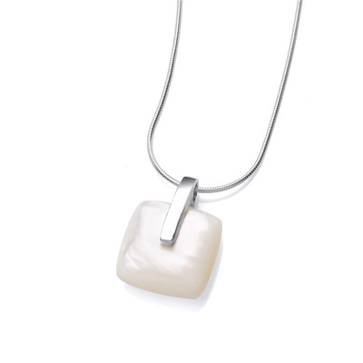 Silver and White Mother of Pearl Lozenge Pendant