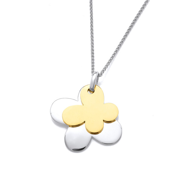 Silver and gold plate double butterfly pendant without Chain