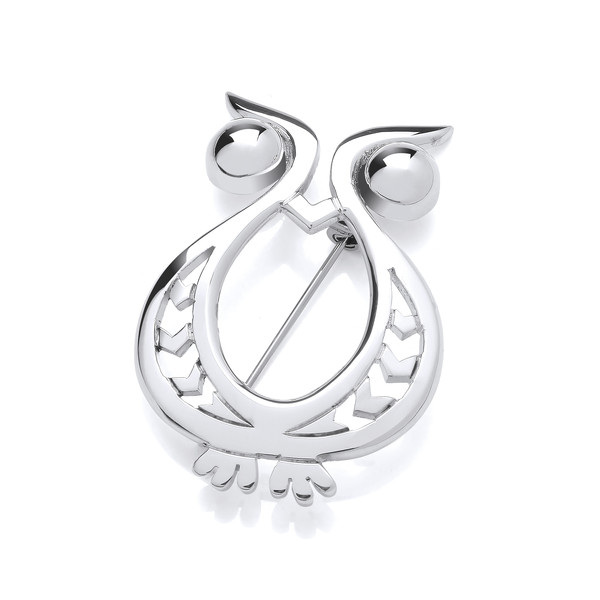 Sterling Silver Beady Eyed Owl Brooch