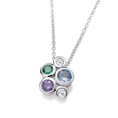 Silver & Rainbow Dance Cubic Zirconia Bubble Necklace