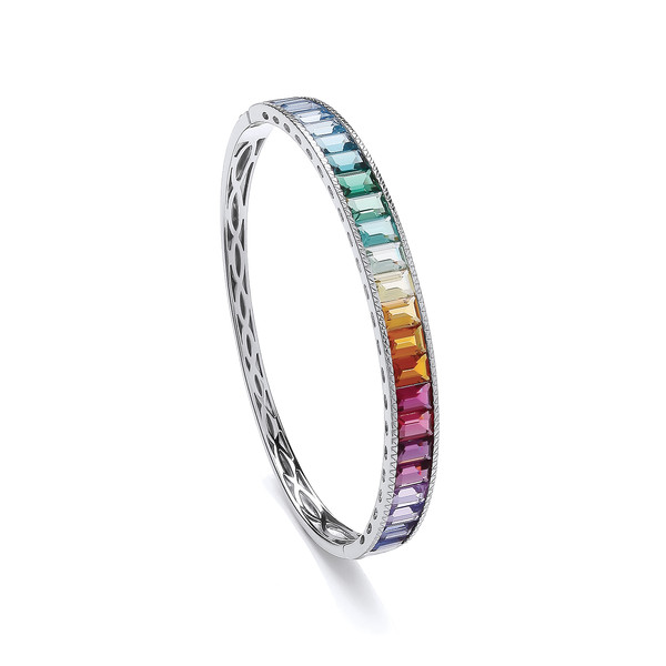 Silver & Radiance Rainbow Cubic Zirconia Bangle