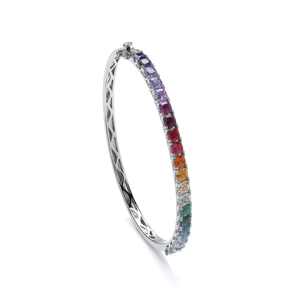 Silver & Rainbow Shine Cubic Zirconia Bangle